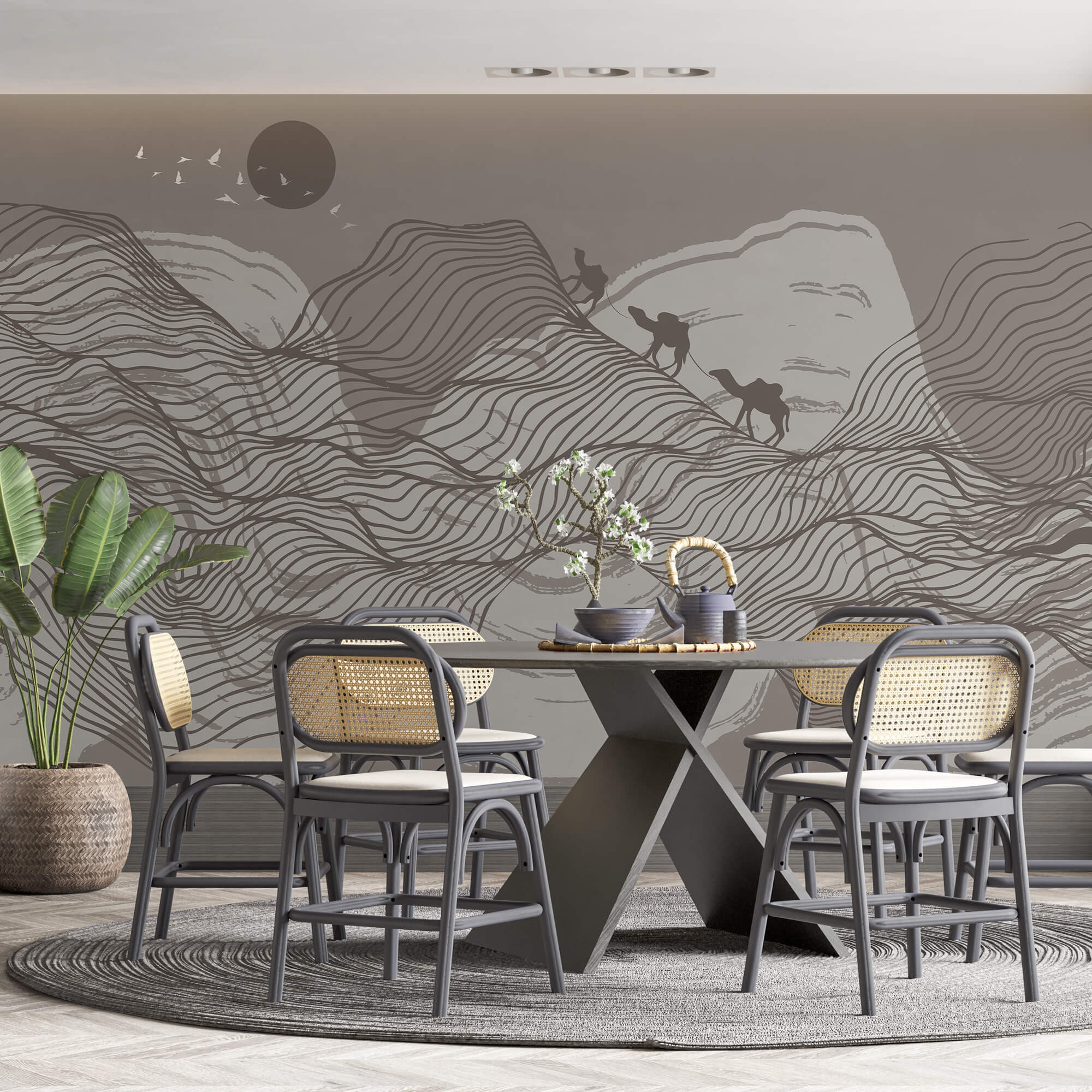 Kresba púštnej krajiny