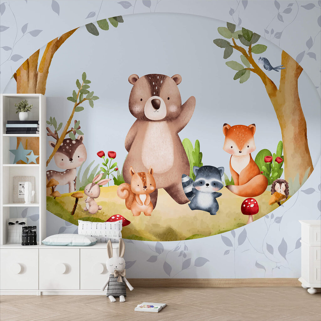 Karikatúra zvierat v lese