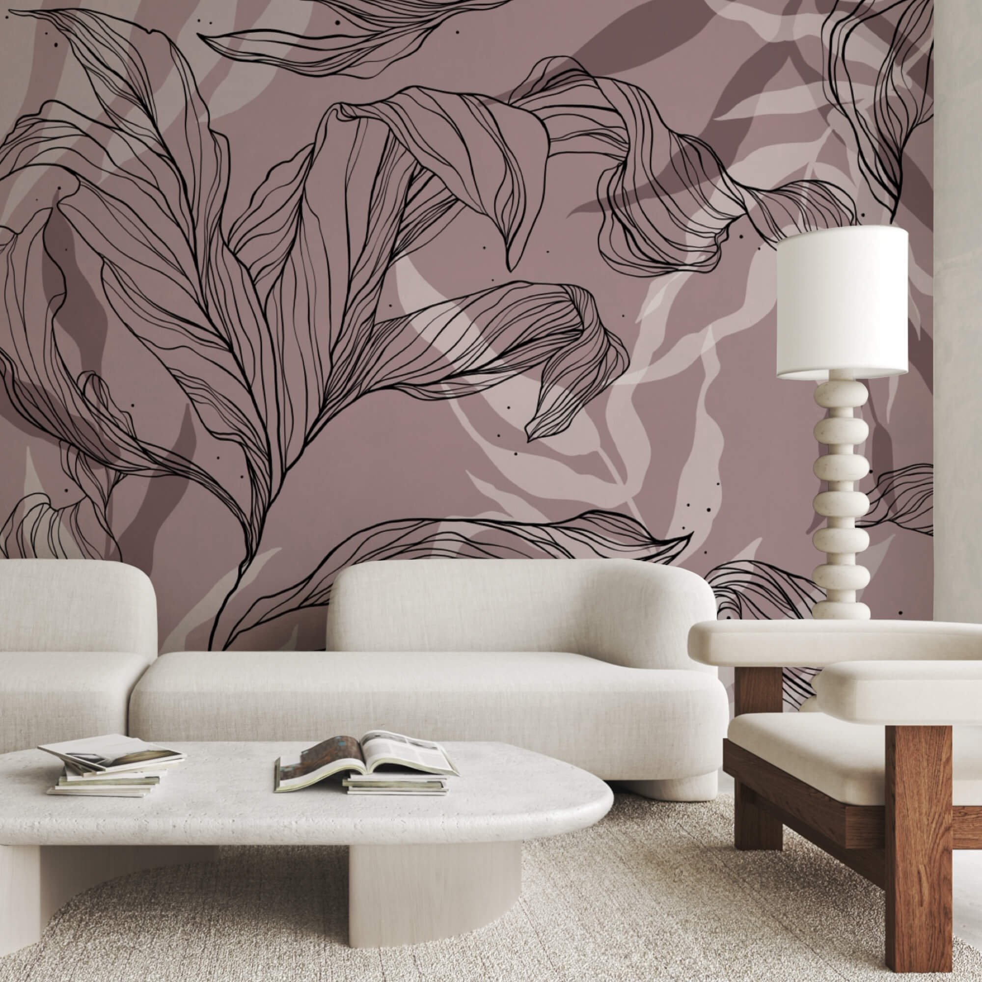 Kresba listov na ružovom pozadí