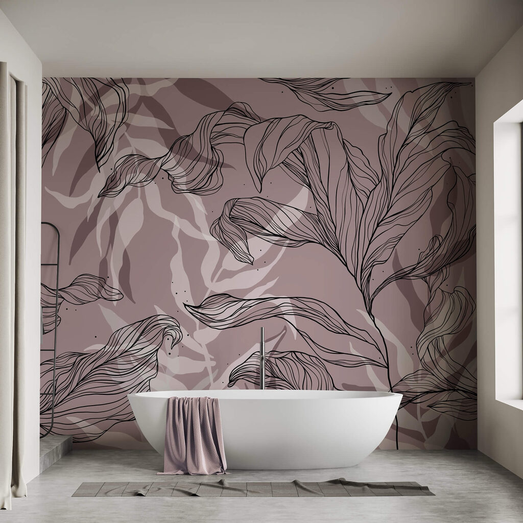 Kresba listov na ružovom pozadí