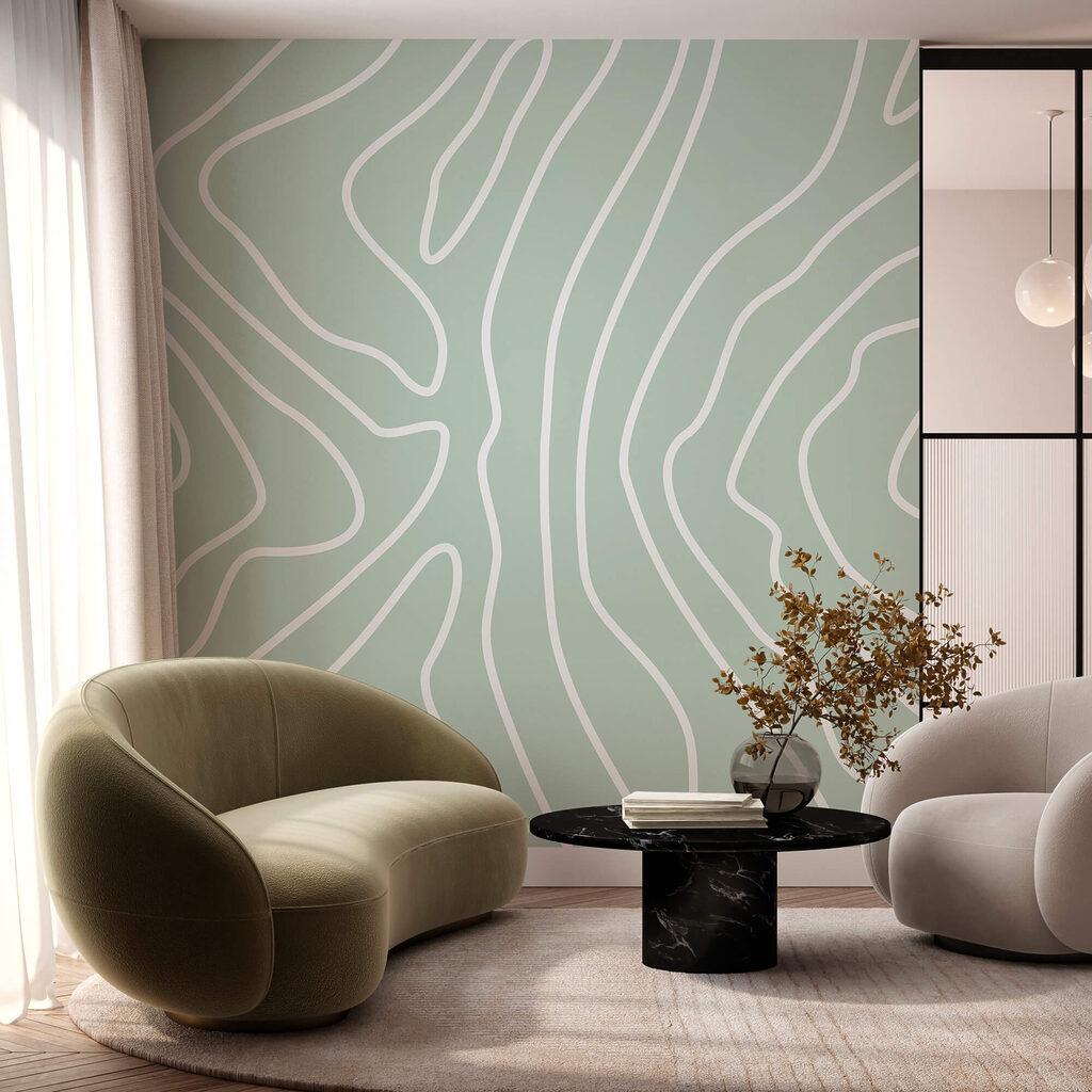 Biele čiary na svetlozelenom pozadí