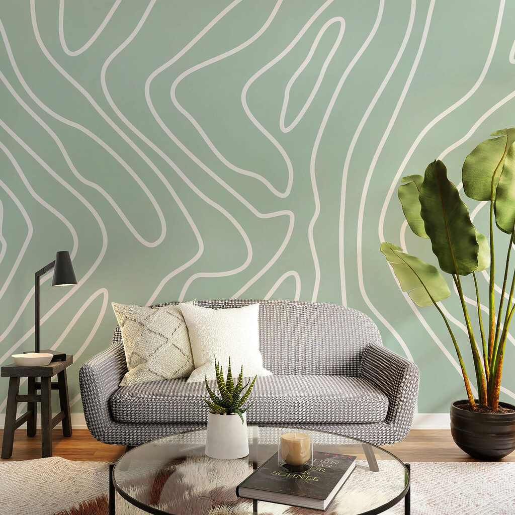 Biele čiary na svetlozelenom pozadí