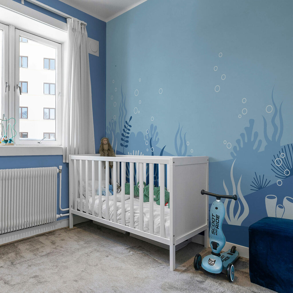 Modrá a biela podmorská scéna Modrá a biela podmorská scéna