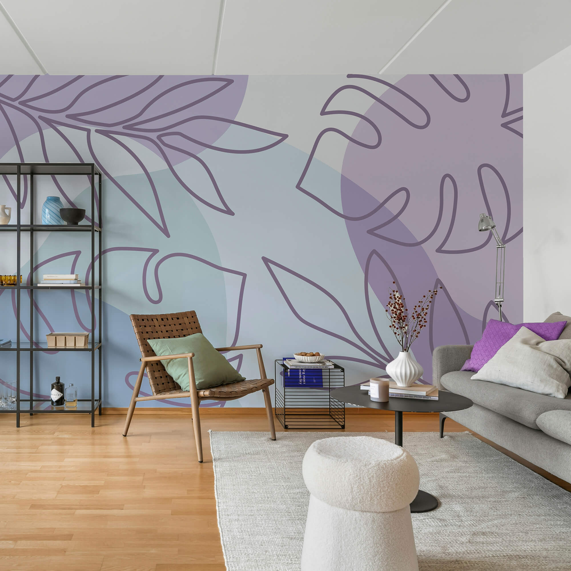 Fialový a biely vzor s listami Fialový a biely vzor s listami