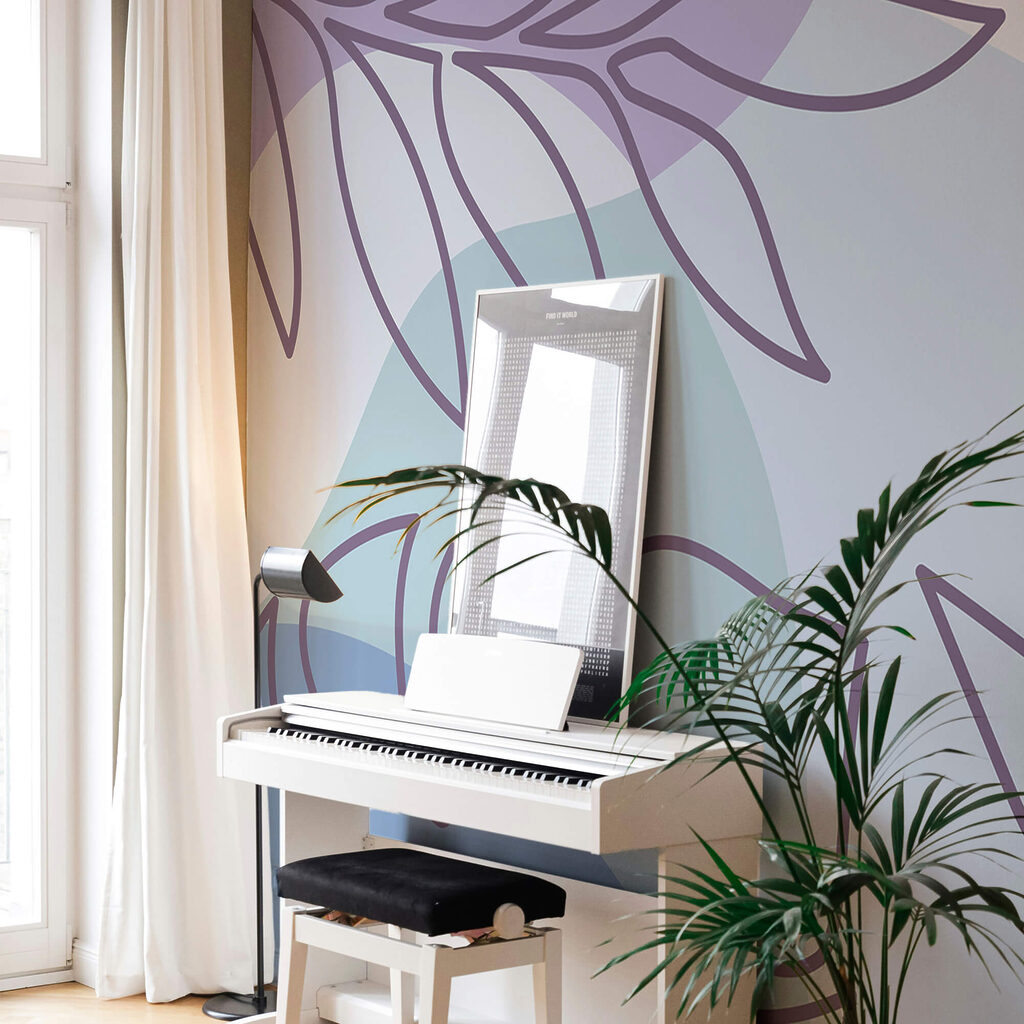 Fialový a biely vzor s listami Fialový a biely vzor s listami