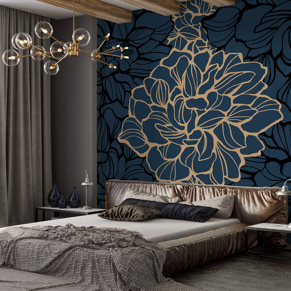 Výrazný kvetinový dizajn na tmavom pozadí Výrazný kvetinový dizajn na tmavom pozadí