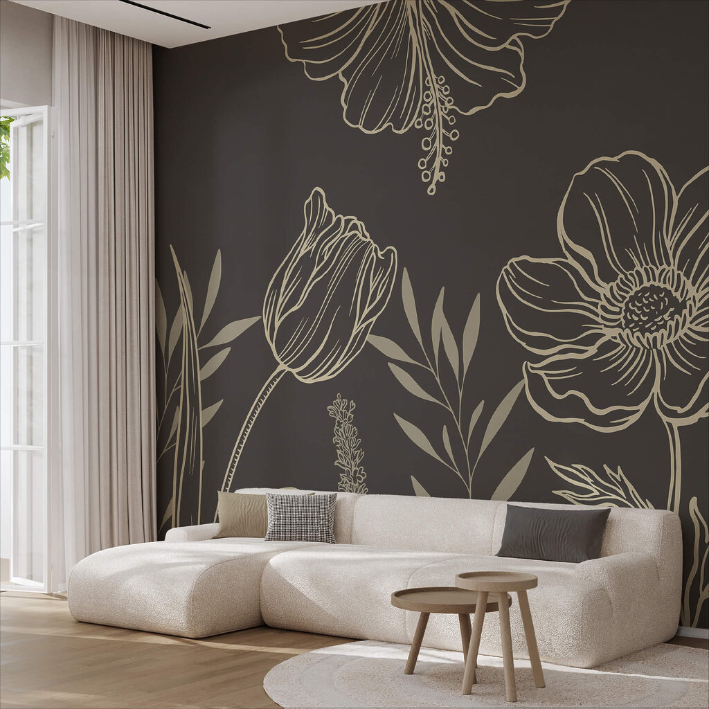 Jemný dizajn kvetinových línií Jemný dizajn kvetinových línií