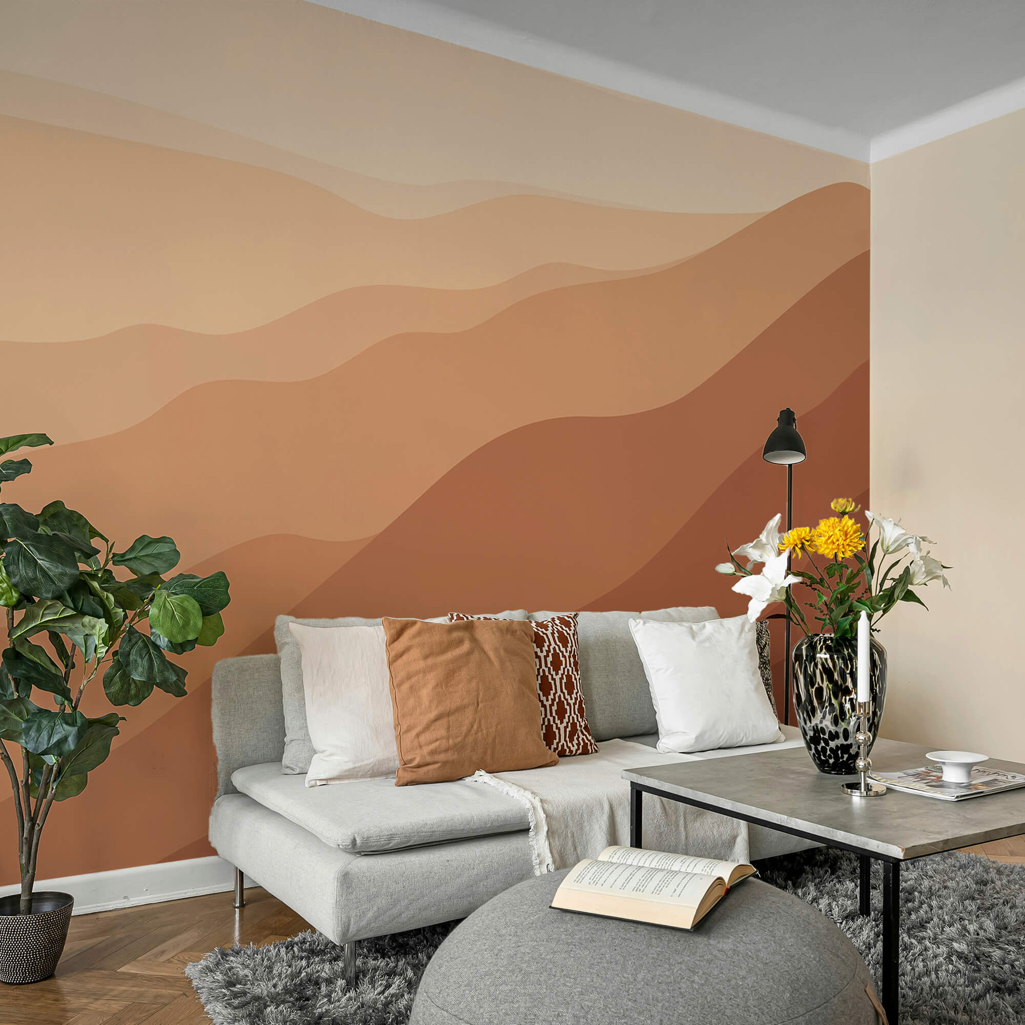 Kopce s hnedým a bielym pieskom