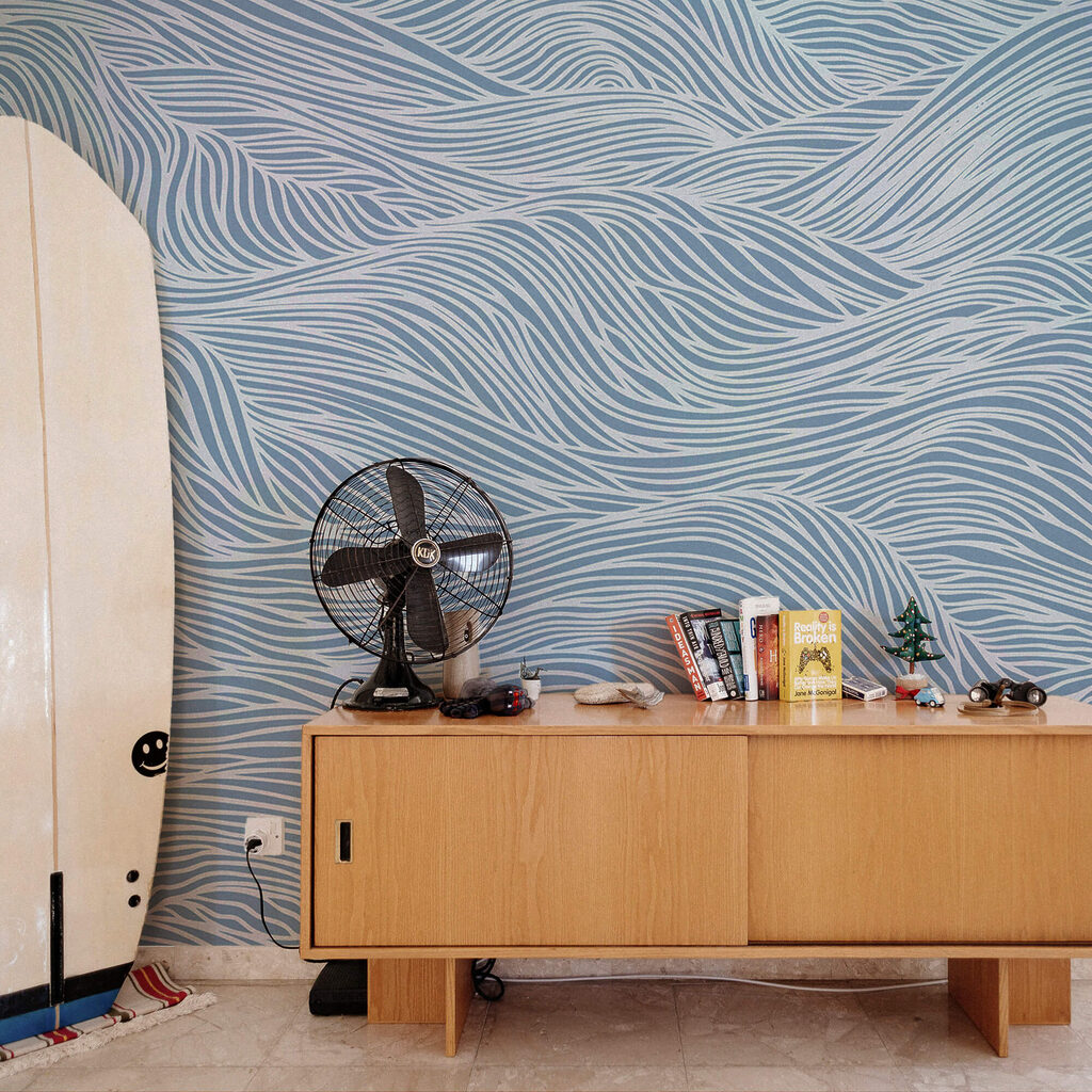 Modrý a biely zvlnený vzor Modrý a biely zvlnený vzor