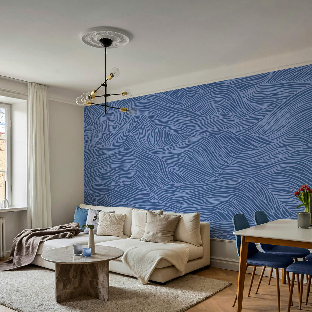 Modrý a biely zvlnený vzor