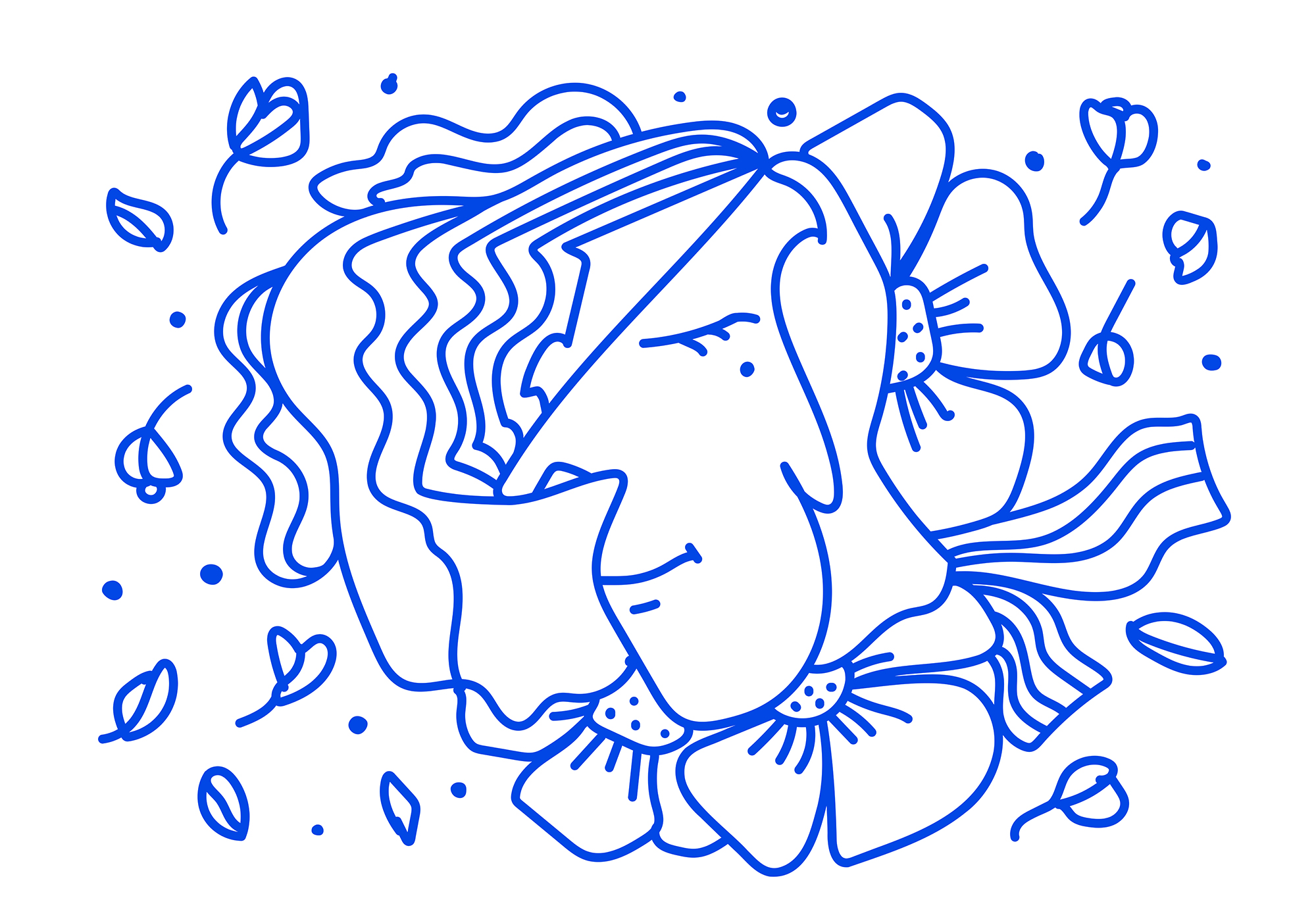 Drawing of a woman with flowers