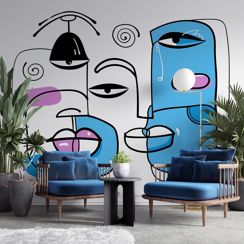 Skupina tvárí nakreslených na bielom pozadí