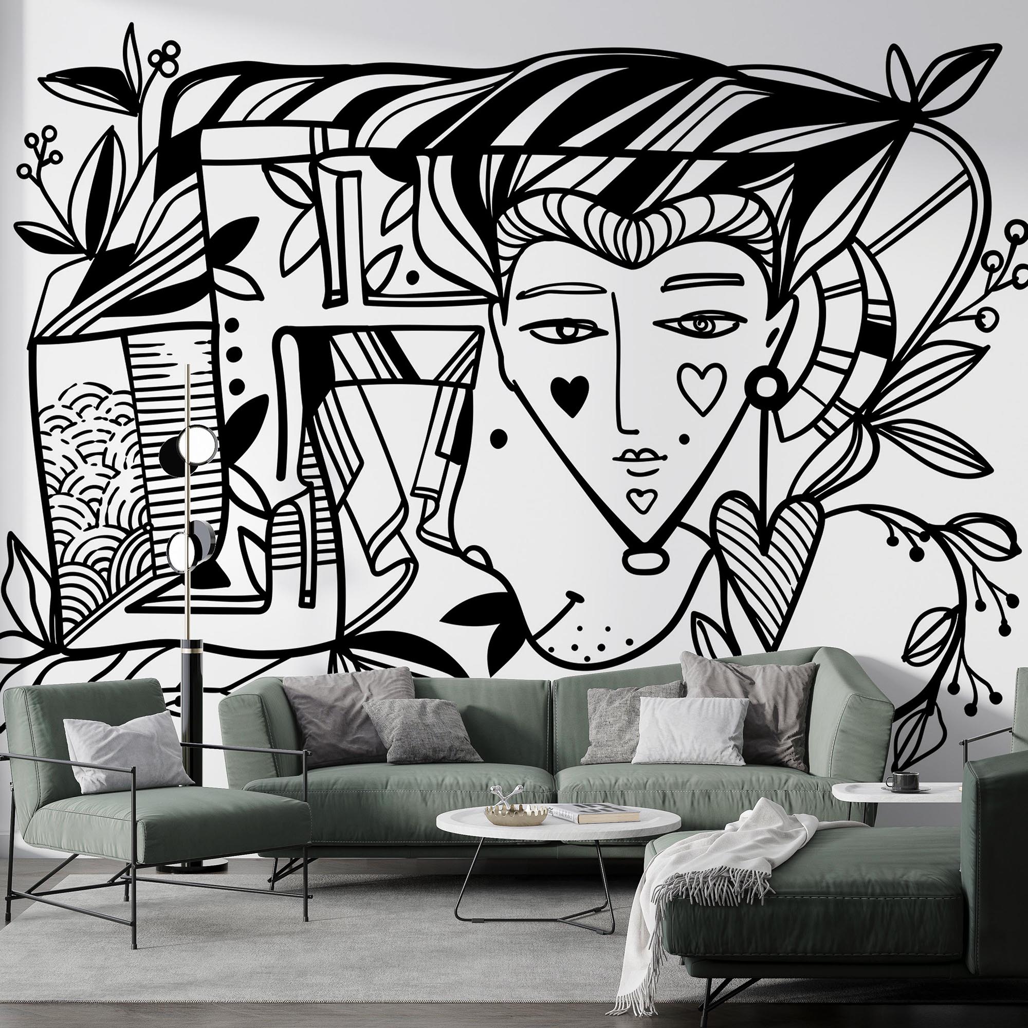 Čiernobiela kresba tváre človeka’