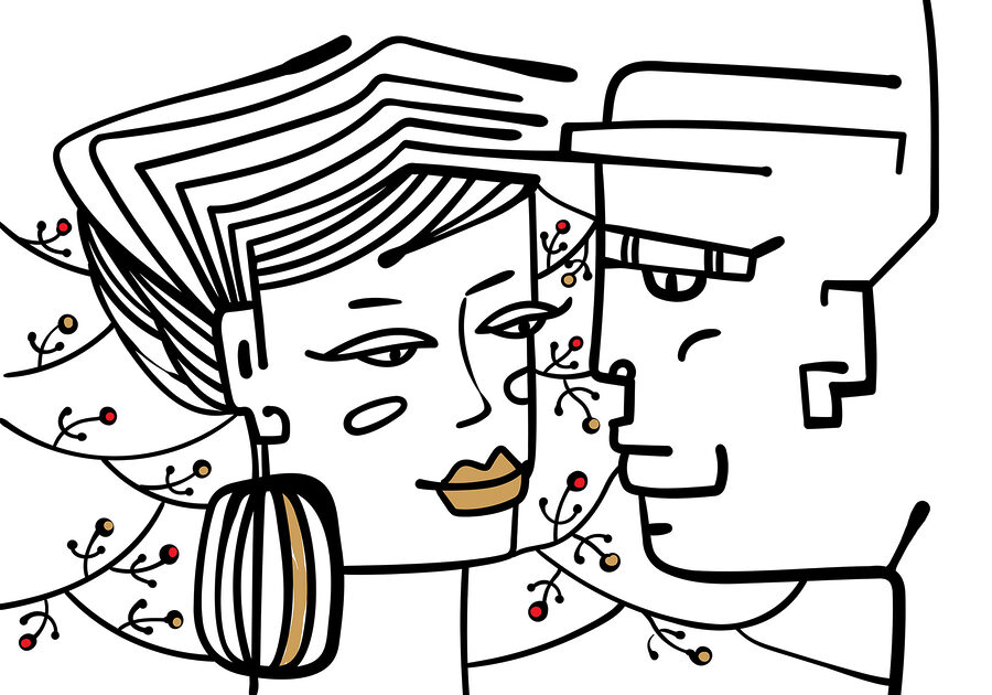 Wall murals Drawing of a man and a woman