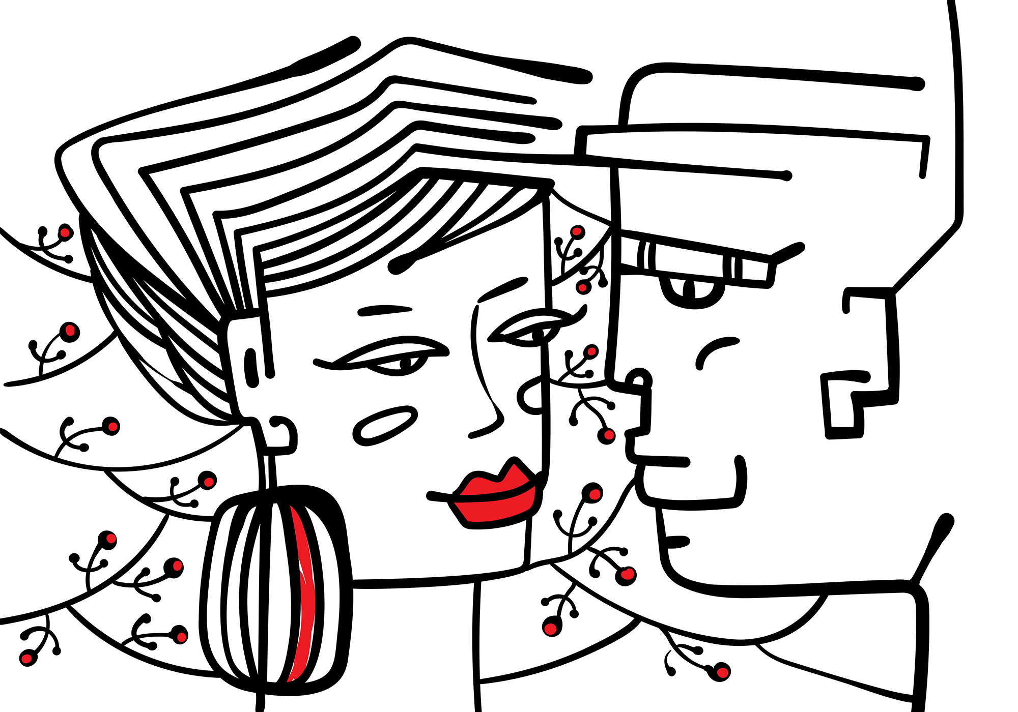 Drawing of a man and a woman