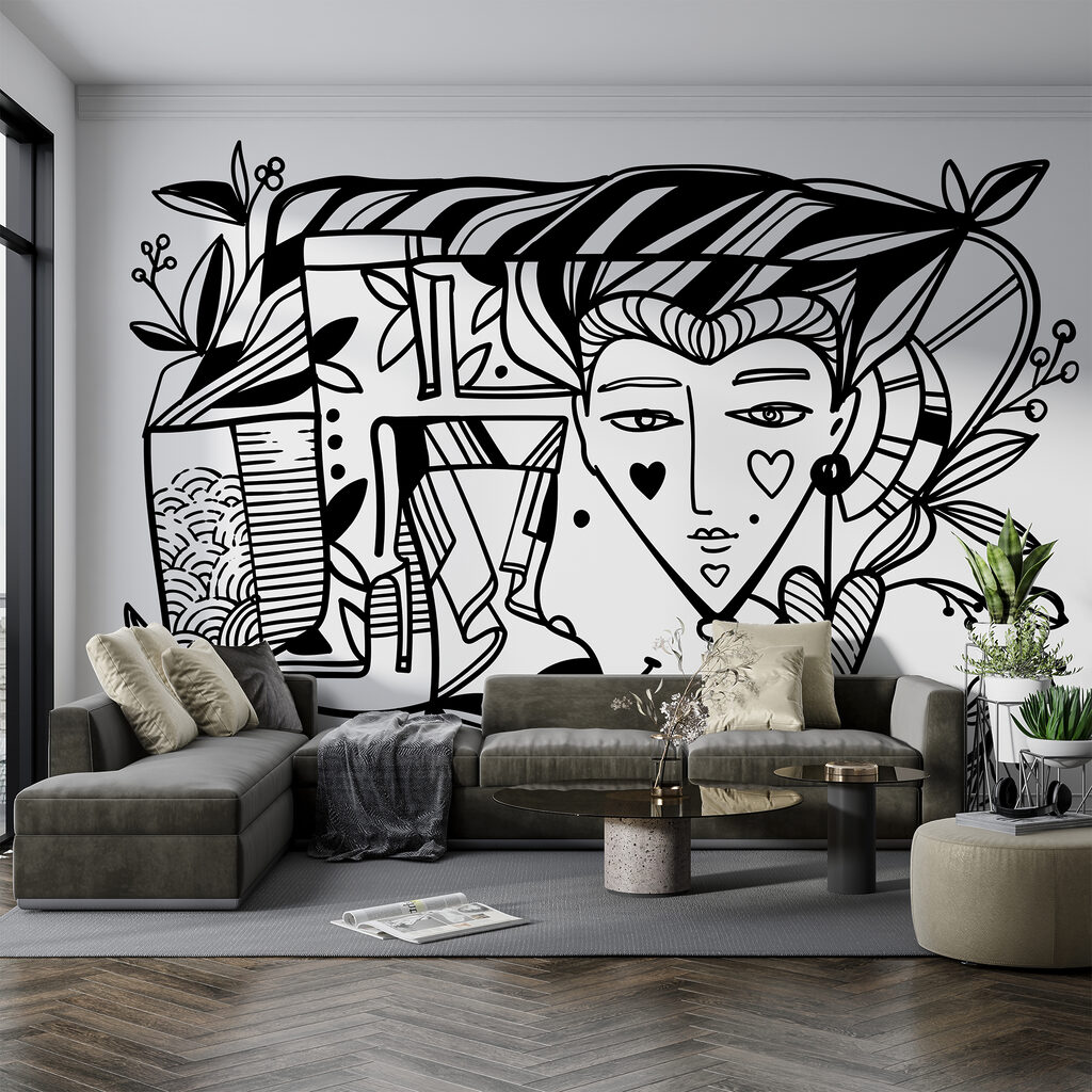 Čiernobiela kresba tváre človeka’