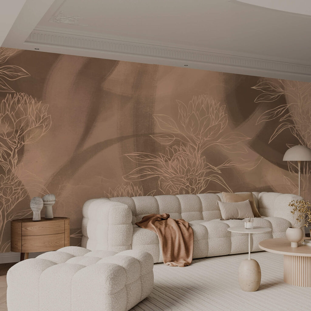 Kvetinové obrysy na teplom pozadí Kvetinové obrysy na teplom pozadí