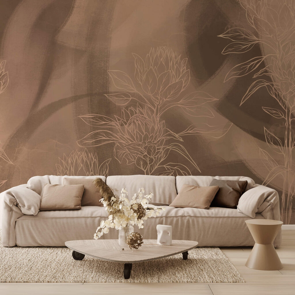 Kvetinové obrysy na teplom pozadí Kvetinové obrysy na teplom pozadí