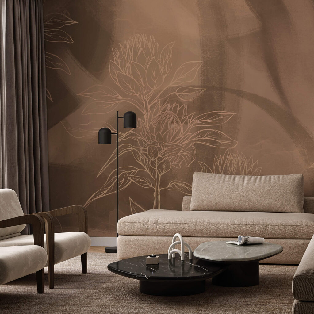 Kvetinové obrysy na teplom pozadí Kvetinové obrysy na teplom pozadí