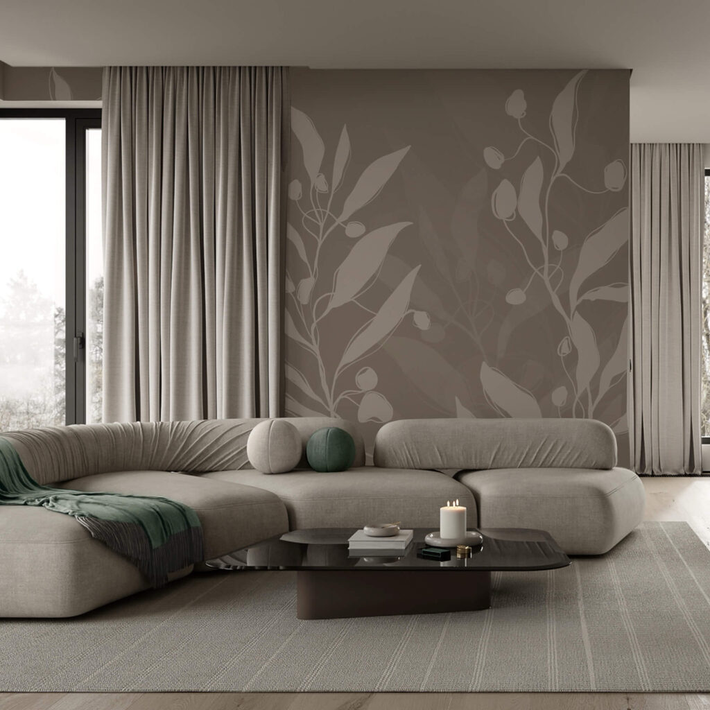 Jemný botanický dizajn na neutrálnom pozadí