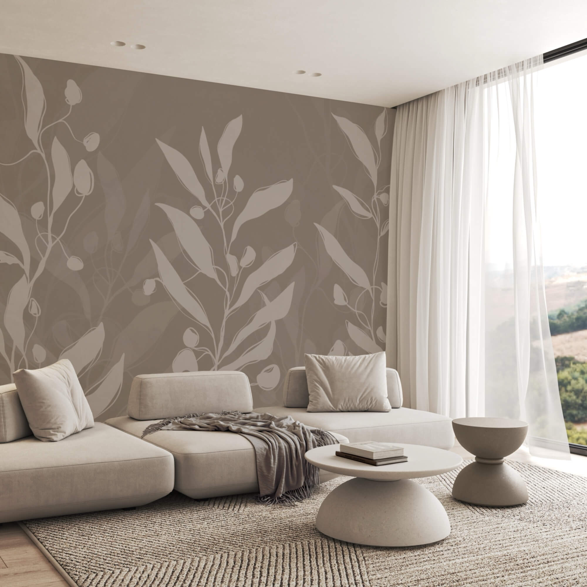 Jemný botanický dizajn na neutrálnom pozadí