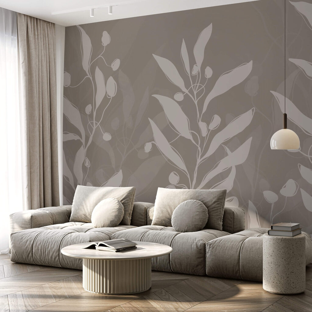 Jemný botanický dizajn na neutrálnom pozadí