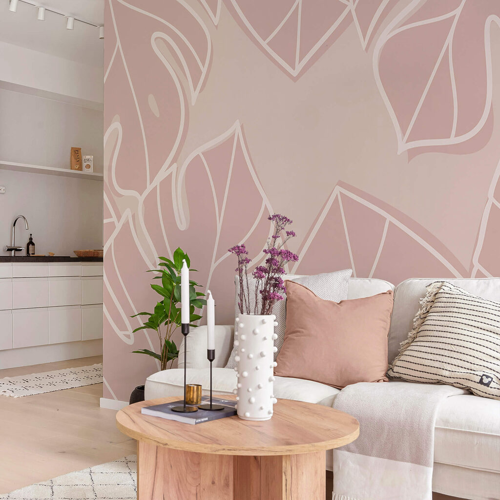 Ružový a biely vzor listov Ružový a biely vzor listov