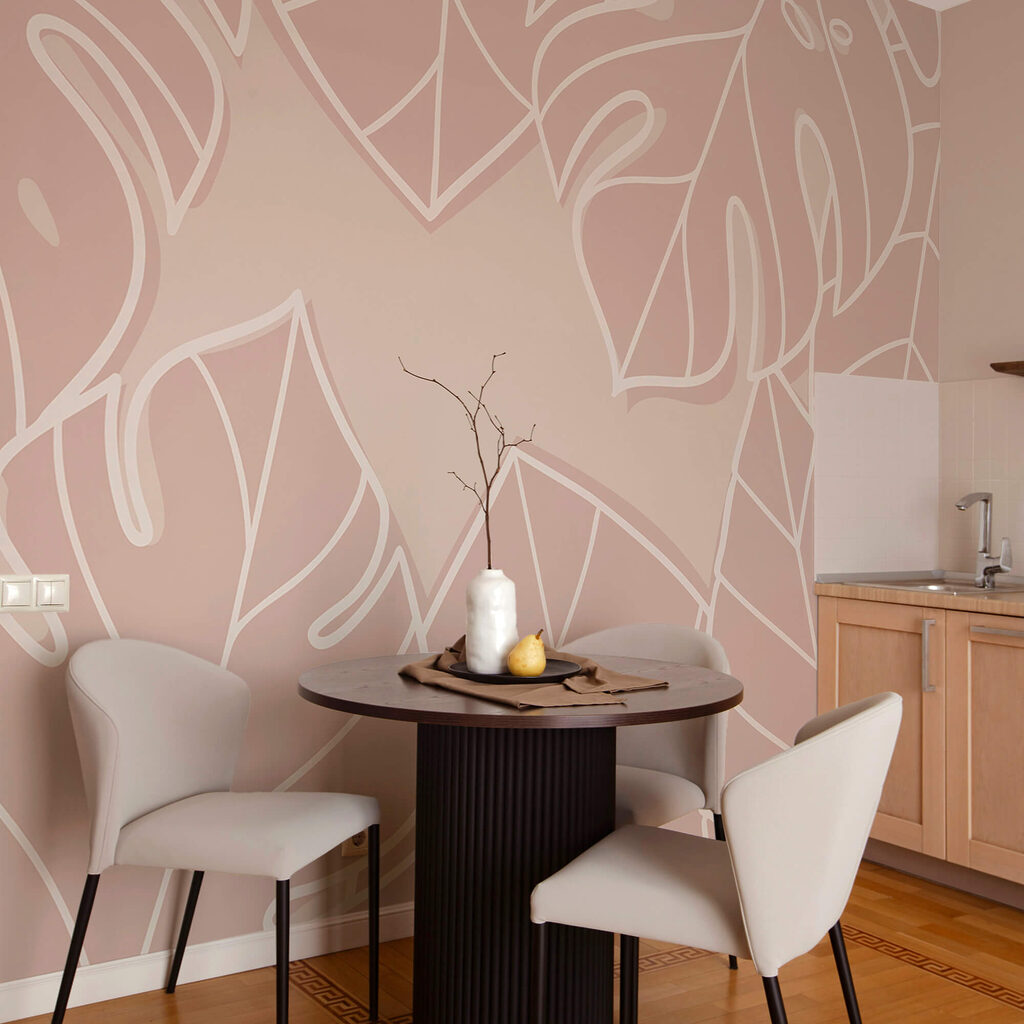 Ružový a biely vzor listov Ružový a biely vzor listov