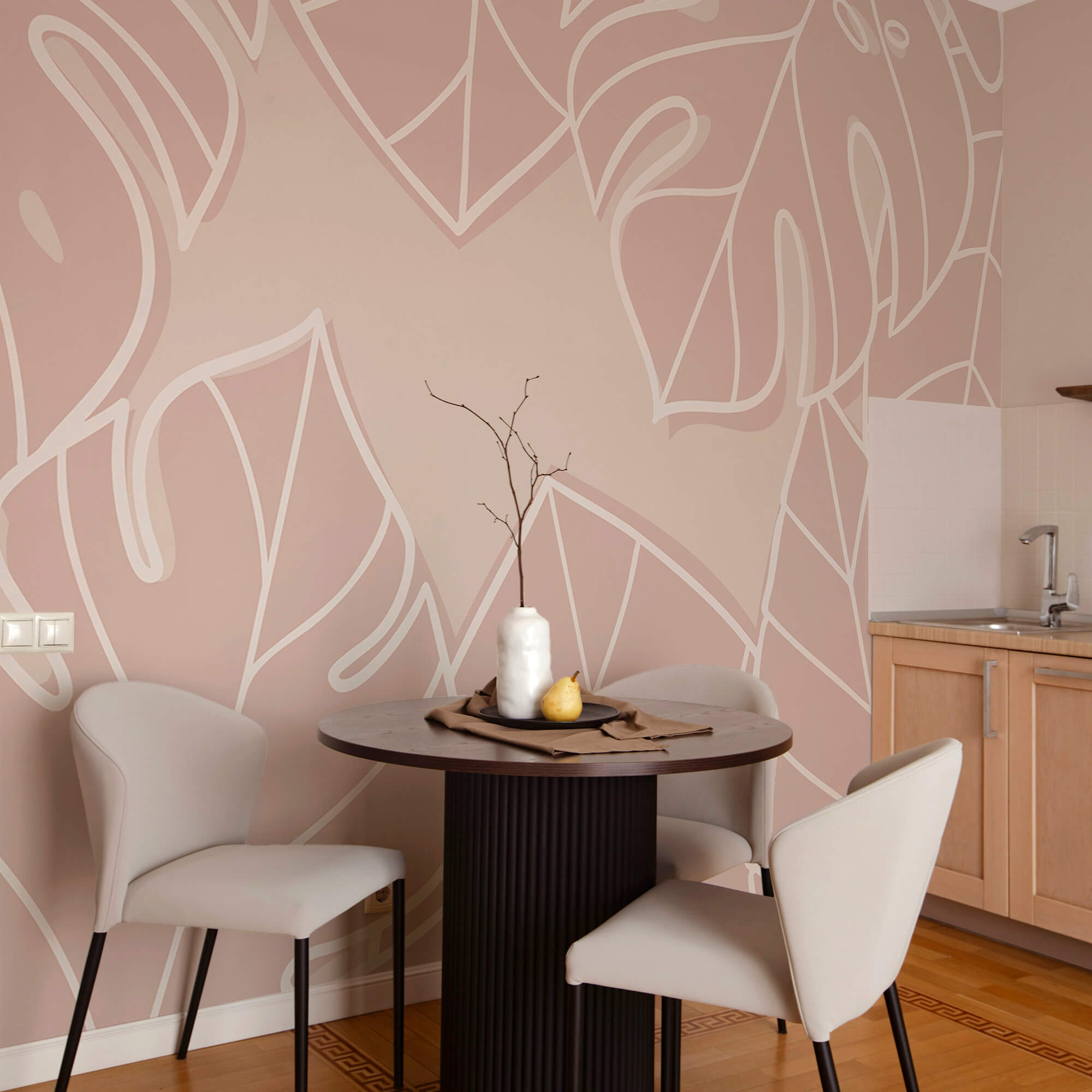 Ružový a biely vzor listov Ružový a biely vzor listov