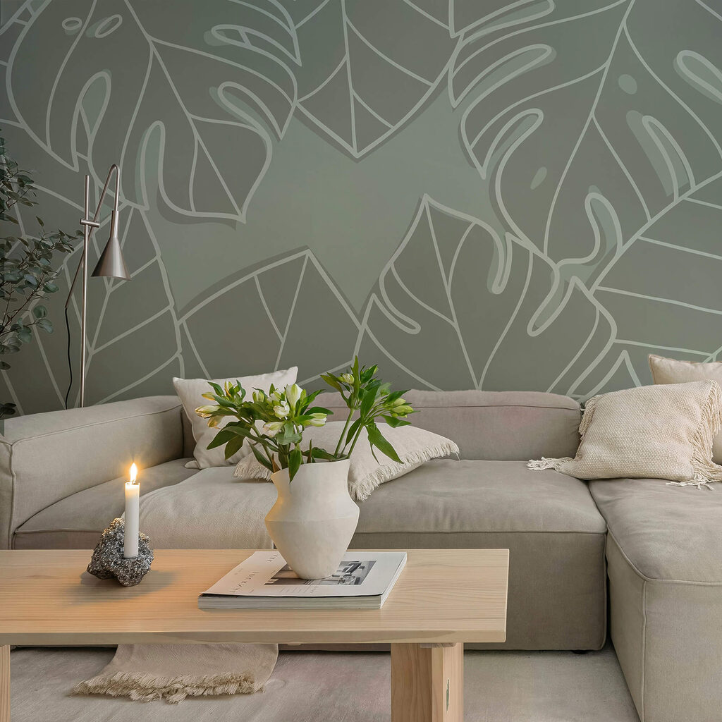 Skupina listov na sivom pozadí