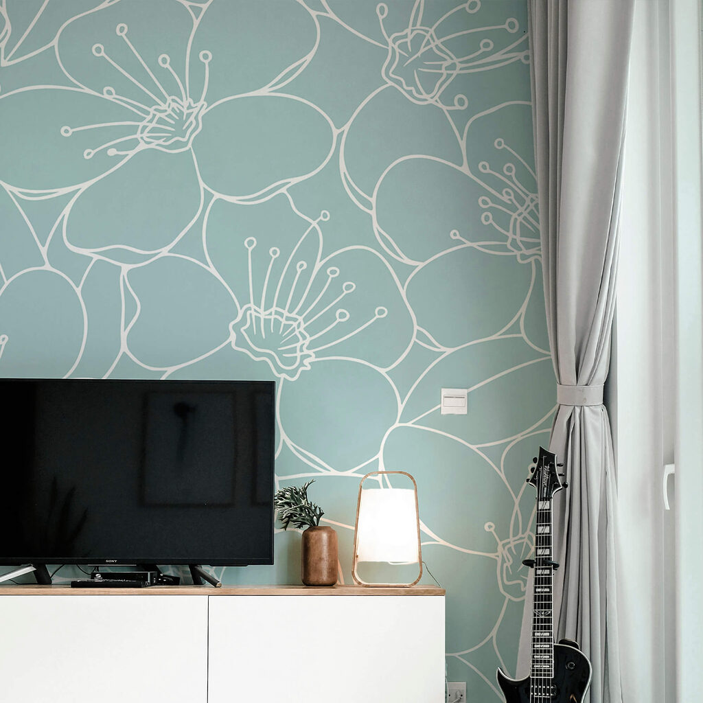 Vzor kvetov na modrom pozadí Vzor kvetov na modrom pozadí