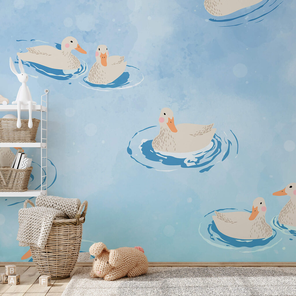 Skupina kačíc plávajúcich vo vode Skupina kačíc plávajúcich vo vode