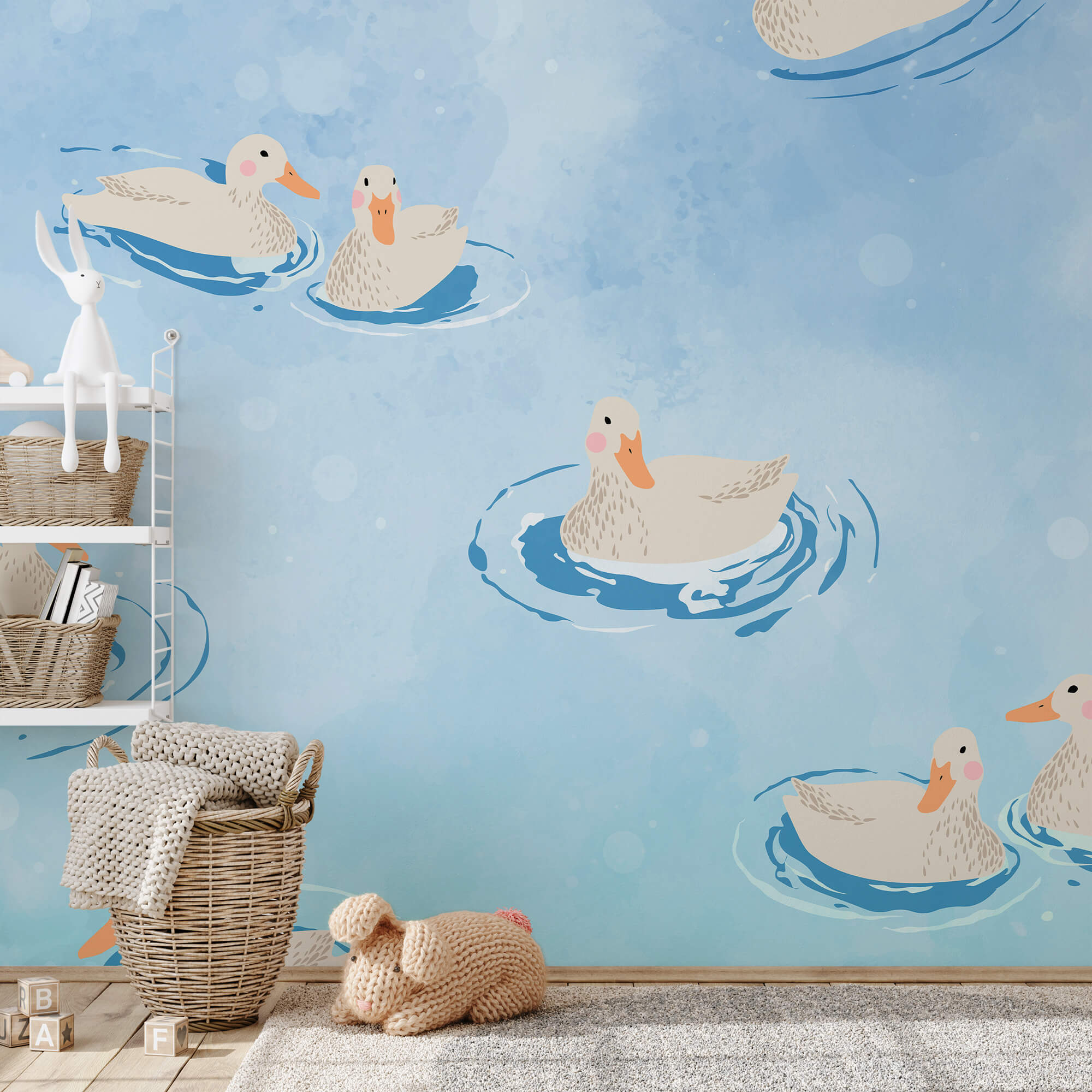 Skupina kačíc plávajúcich vo vode Skupina kačíc plávajúcich vo vode