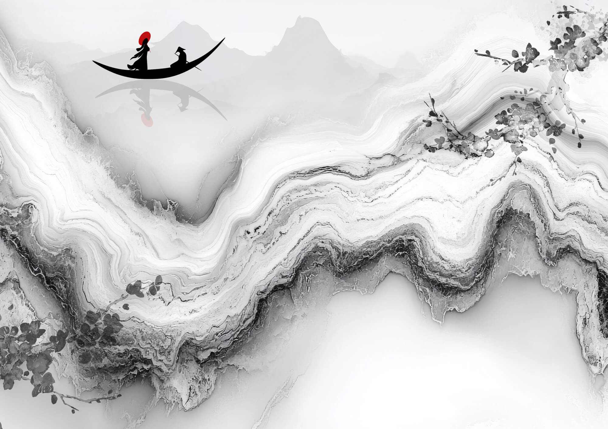 Painting of a woman on a boat Painting of a woman on a boat