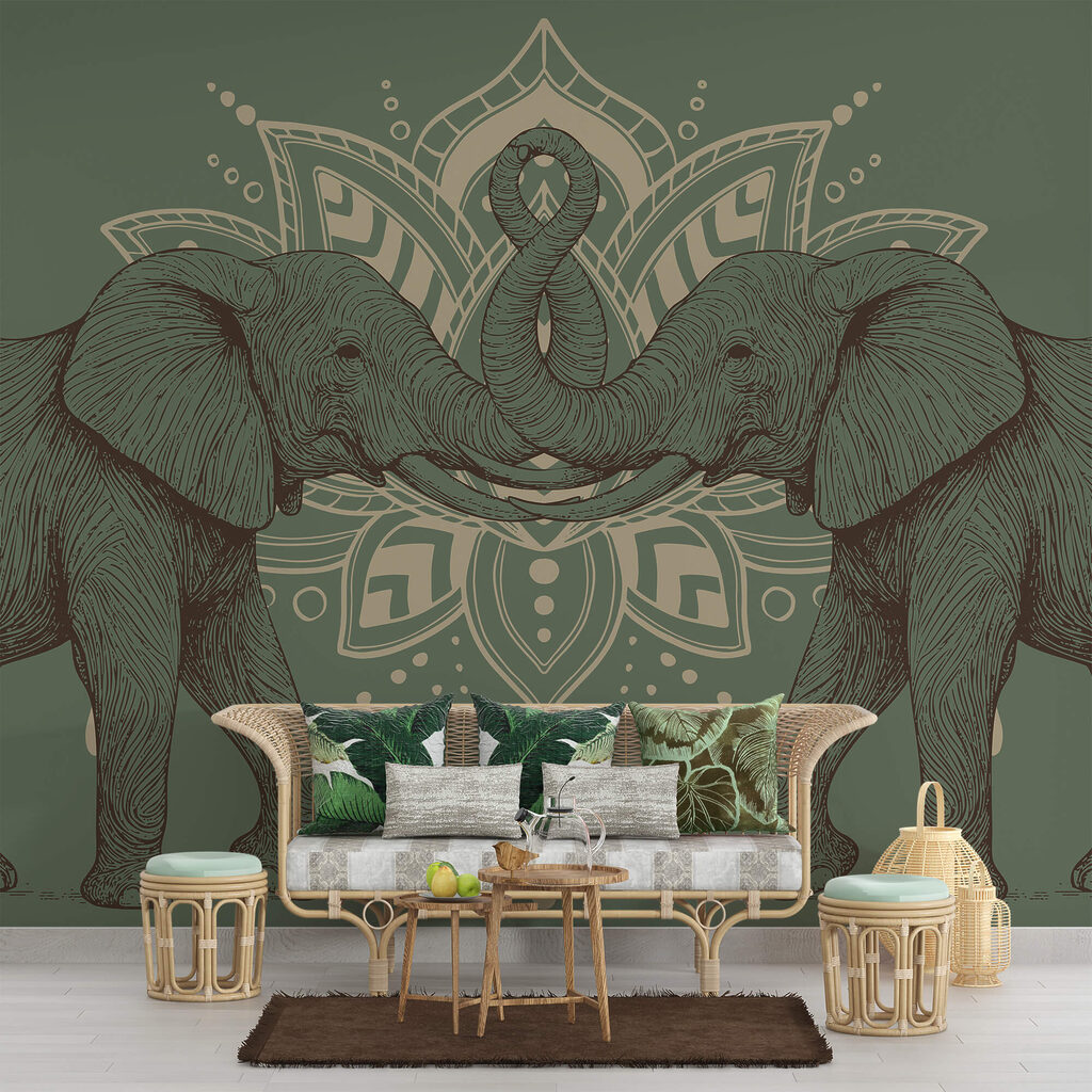 Dva slony, ktoré sa dotýkajú chobotmi