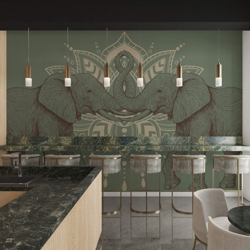 Dva slony, ktoré sa dotýkajú chobotmi