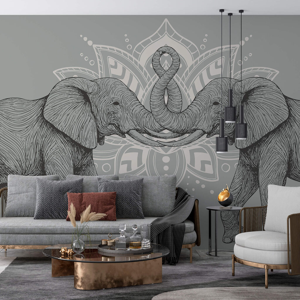 Dva slony, ktoré sa dotýkajú chobotmi Dva slony, ktoré sa dotýkajú chobotmi