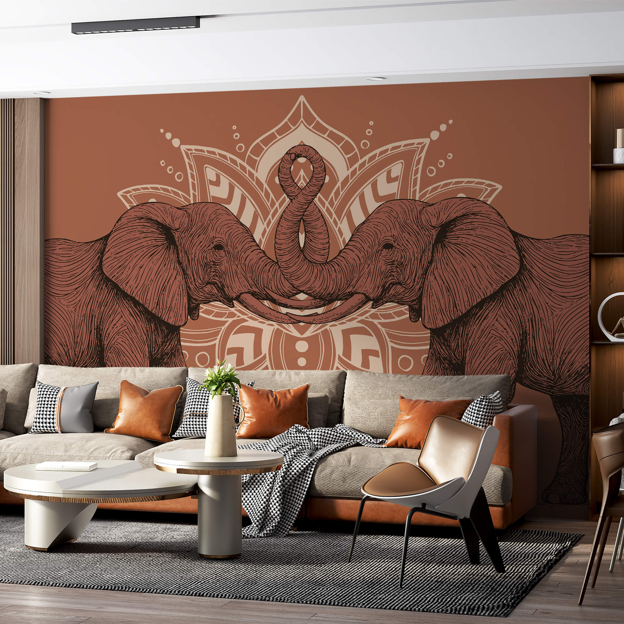 Dva slony, ktoré sa dotýkajú chobotmi Dva slony, ktoré sa dotýkajú chobotmi