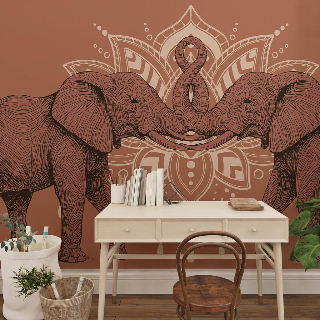 Dva slony, ktoré sa dotýkajú chobotmi Dva slony, ktoré sa dotýkajú chobotmi