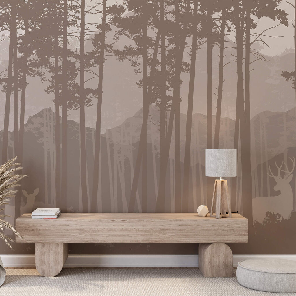 Skupina jeleňov v lese