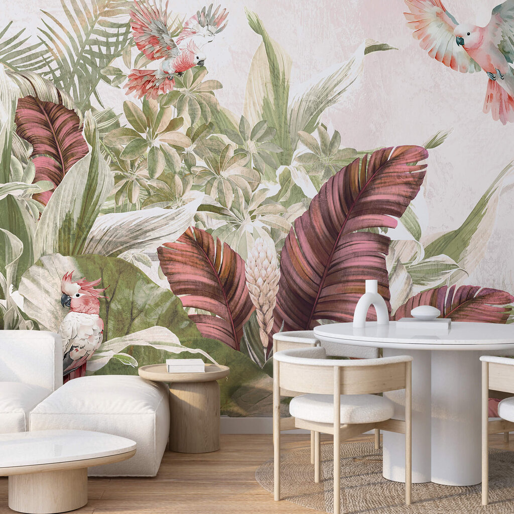 Maľba vtákov letiacich nad rastlinou Maľba vtákov letiacich nad rastlinou