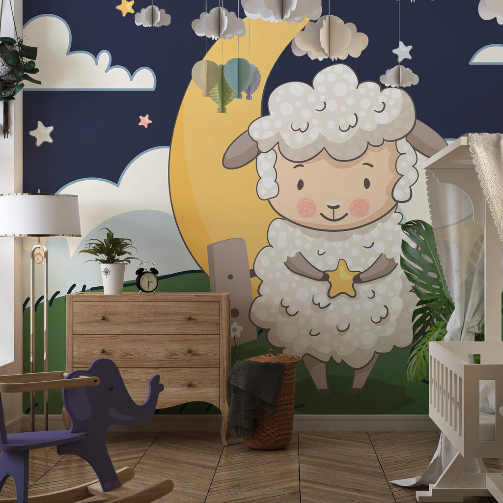 Karikatúra ovce držiacej hviezdu Karikatúra ovce držiacej hviezdu