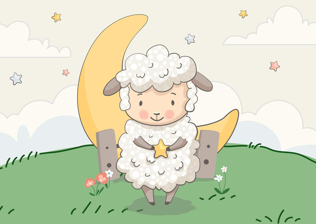 Cartoon of a sheep holding a star Cartoon of a sheep holding a star