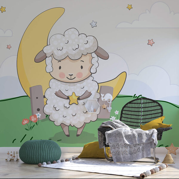 Karikatúra ovce držiacej hviezdu Karikatúra ovce držiacej hviezdu