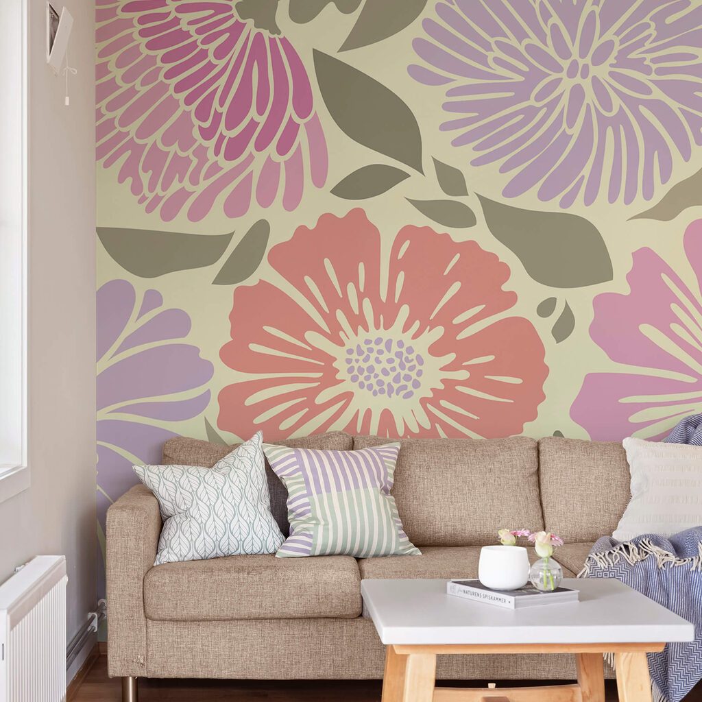 Farebný kvetinový vzor s listami