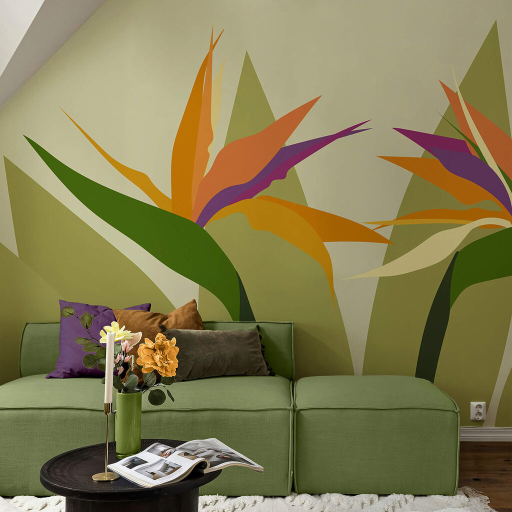 Farebné kvety na zelených stonkách Farebné kvety na zelených stonkách