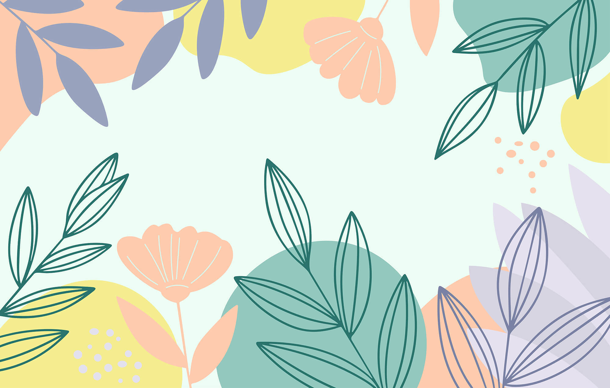 Colorful floral pattern with leaves Colorful floral pattern with leaves
