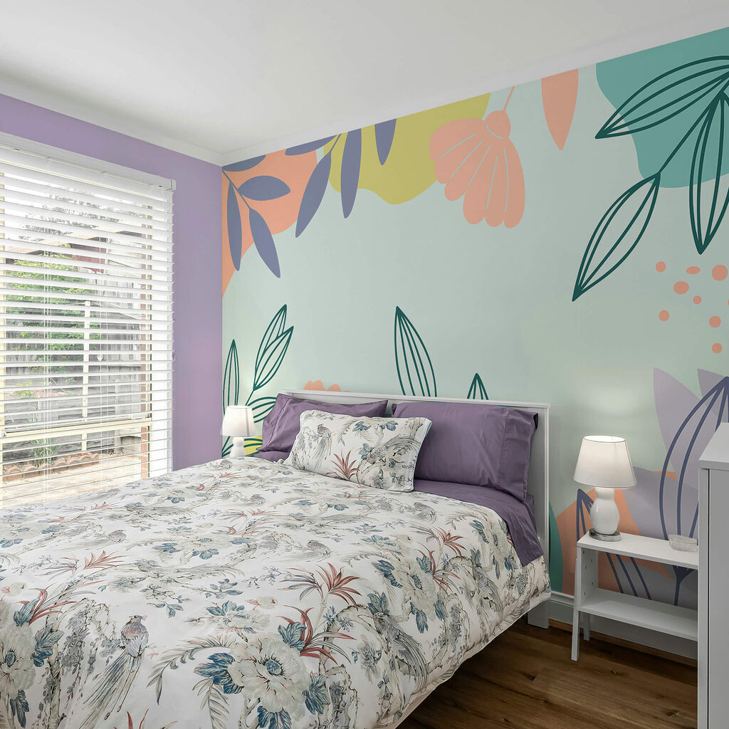 Farebný kvetinový vzor s listami Farebný kvetinový vzor s listami