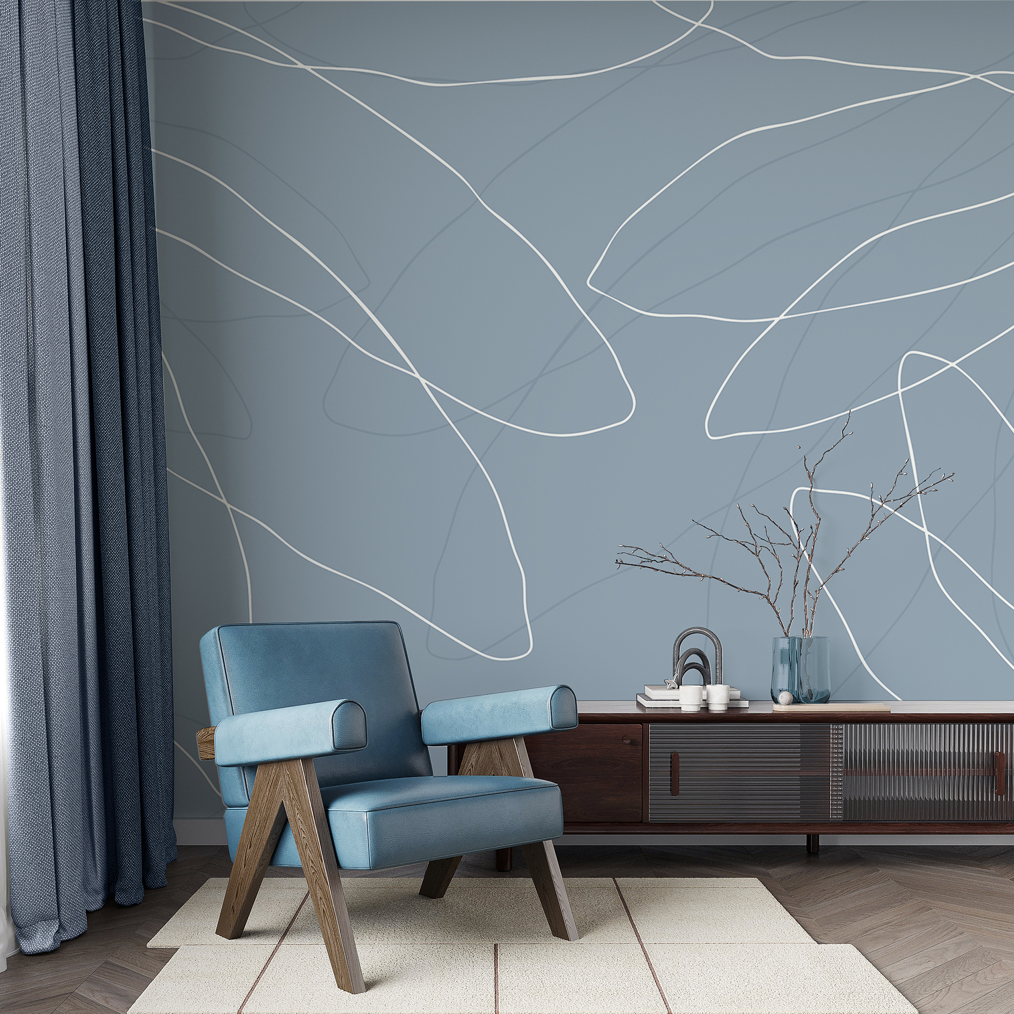 Modré pozadie s bielymi čiarami