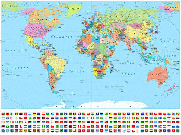 Mapa sveta s rôznymi vlajkami Mapa sveta s rôznymi vlajkami